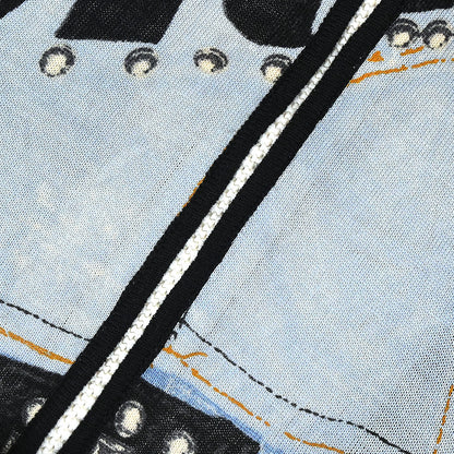Christian Dior 2004 Zip Up Jacket Denim Print Light Blue #36