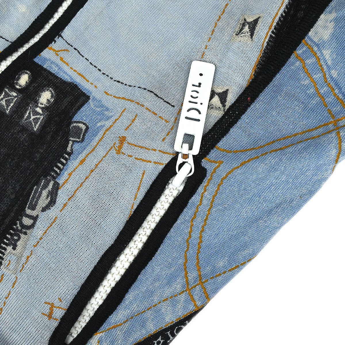 Christian Dior 2004 Zip Up Jacket Denim Print Light Blue #36