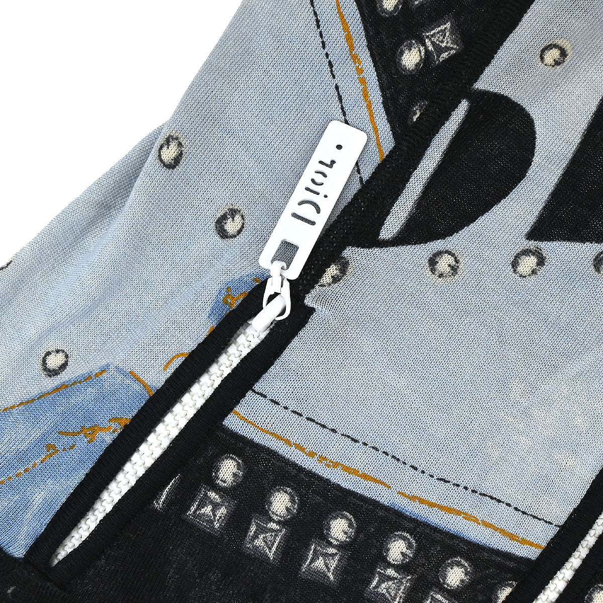 Christian Dior 2004 Zip Up Jacket Denim Print Light Blue #36