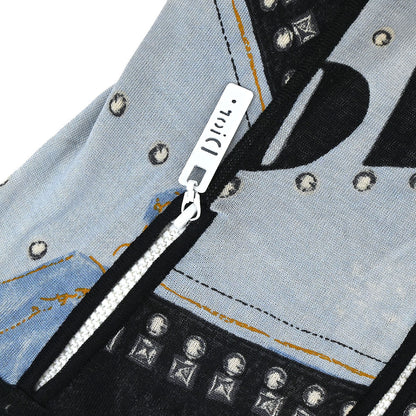 Christian Dior 2004 Zip Up Jacket Denim Print Light Blue #36