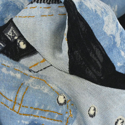 Christian Dior 2004 Zip Up Jacket Denim Print Light Blue #36