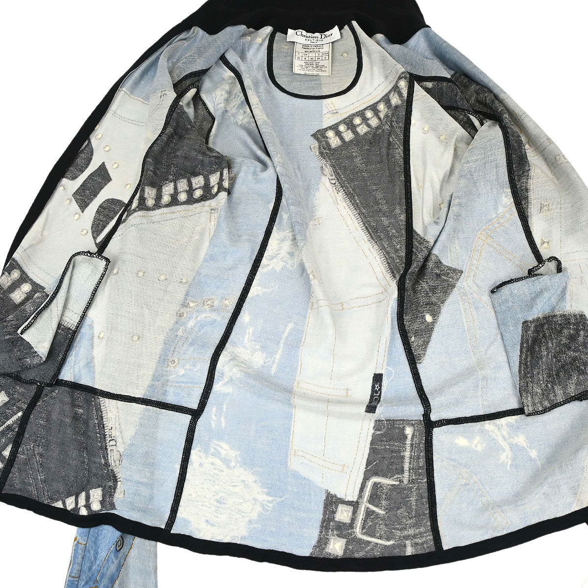 Christian Dior 2004 Zip Up Jacket Denim Print Light Blue #36