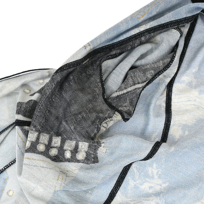 Christian Dior 2004 Zip Up Jacket Denim Print Light Blue #36
