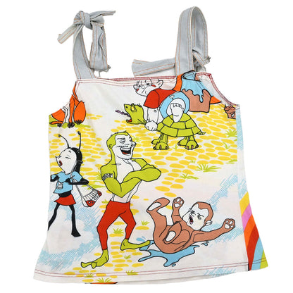 Christian Dior 2002 Cartoon Graphic Sleeveless Top White #38