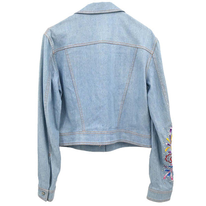 Christian Dior 2002 Embroidery Denim Jacket Light Blue #38