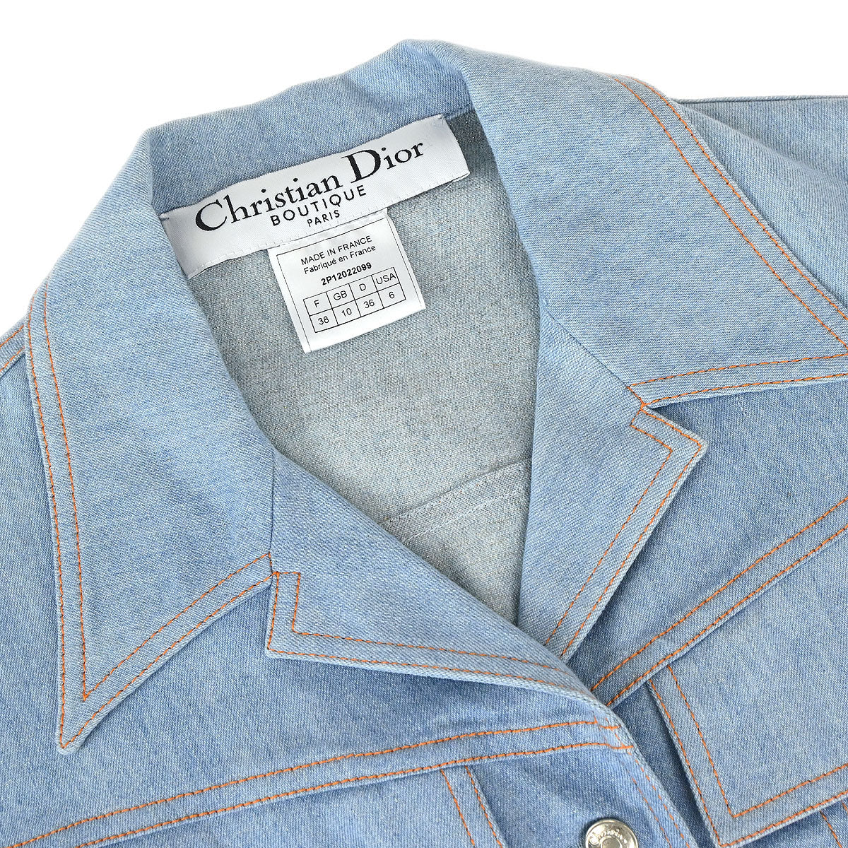 Christian Dior 2002 Embroidery Denim Jacket Light Blue #38