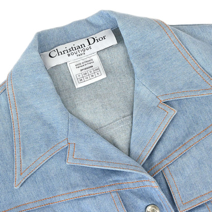 Christian Dior 2002 Embroidery Denim Jacket Light Blue #38
