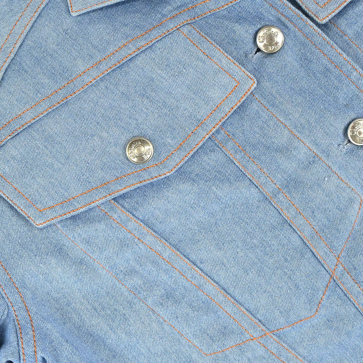 Christian Dior 2002 Embroidery Denim Jacket Light Blue #38