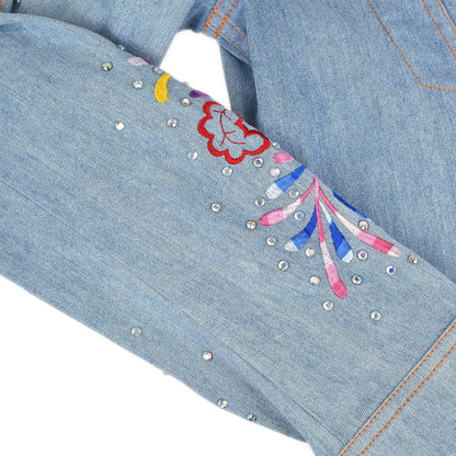 Christian Dior 2002 Embroidery Denim Jacket Light Blue #38