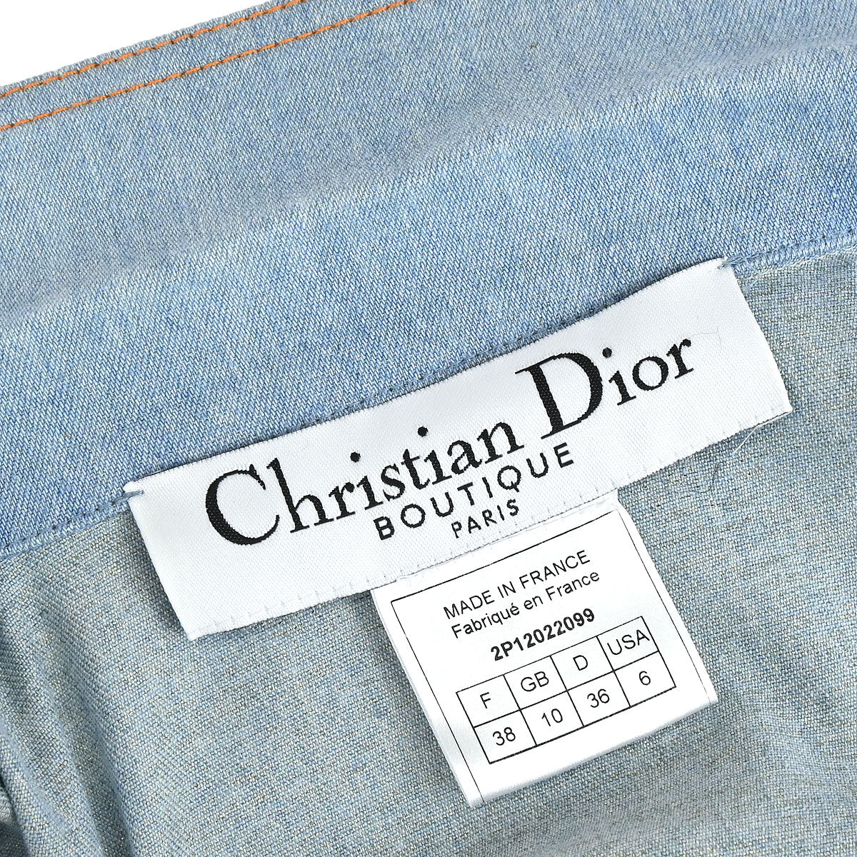 Christian Dior 2002 Embroidery Denim Jacket Light Blue #38