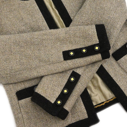 Chanel 1996 Setup Suit Jacket Skirt Tweed Beige Brown #38