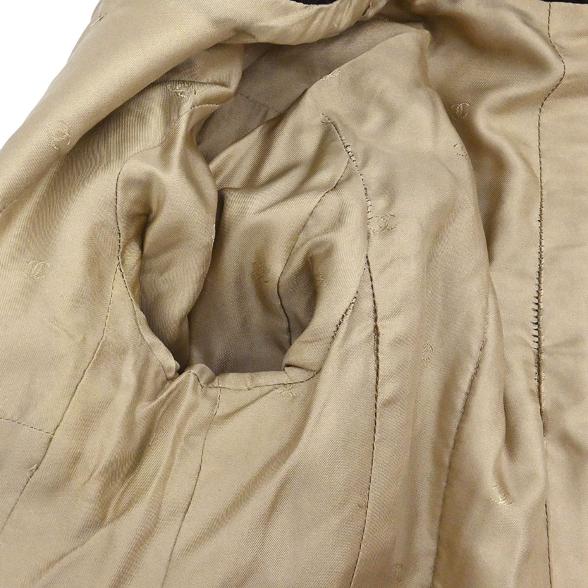 Chanel 1996 Setup Suit Jacket Skirt Tweed Beige Brown #38