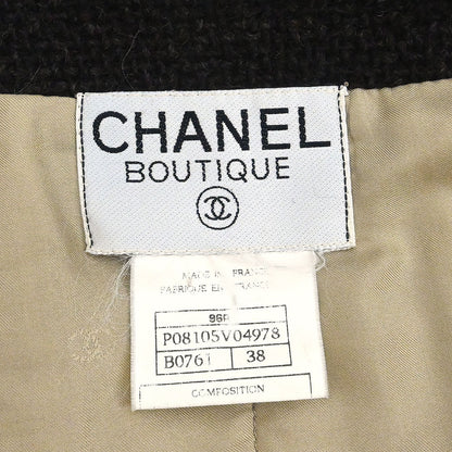 Chanel 1996 Setup Suit Jacket Skirt Tweed Beige Brown #38