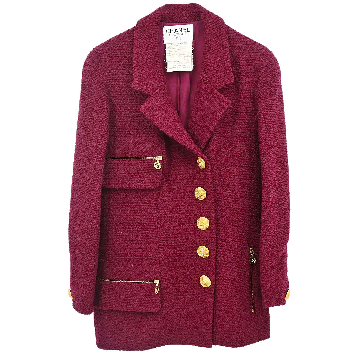 Chanel 1994 Single Breasted Jacket Bordeaux #36
