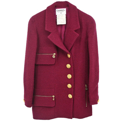 Chanel 1994 Single Breasted Jacket Bordeaux #36