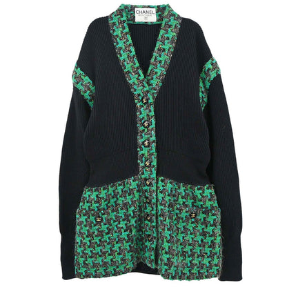 Chanel Houndstooth Cardigan Black