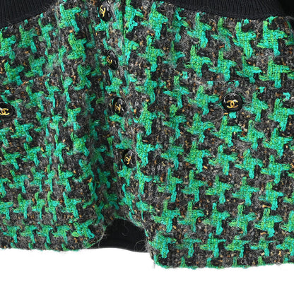 Chanel Houndstooth Cardigan Black