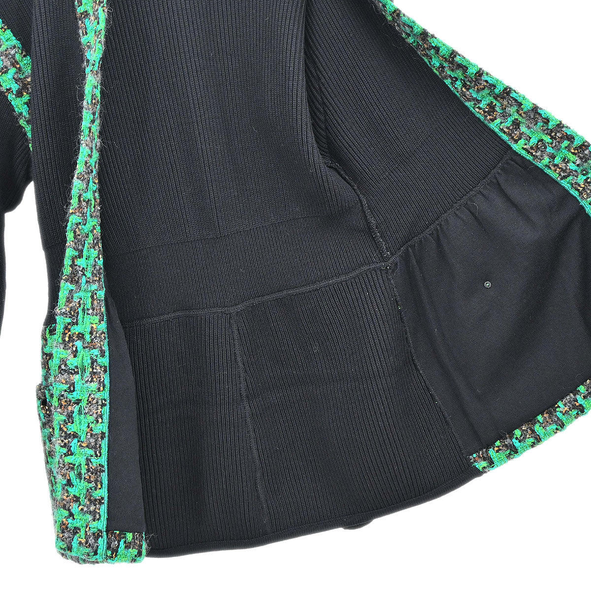 Chanel Houndstooth Cardigan Black