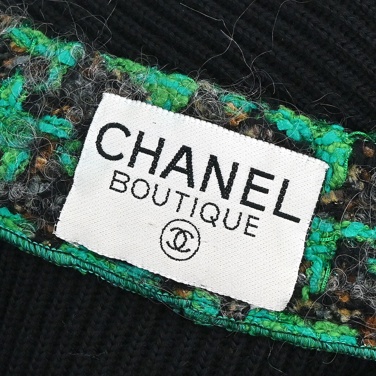 Chanel Houndstooth Cardigan Black