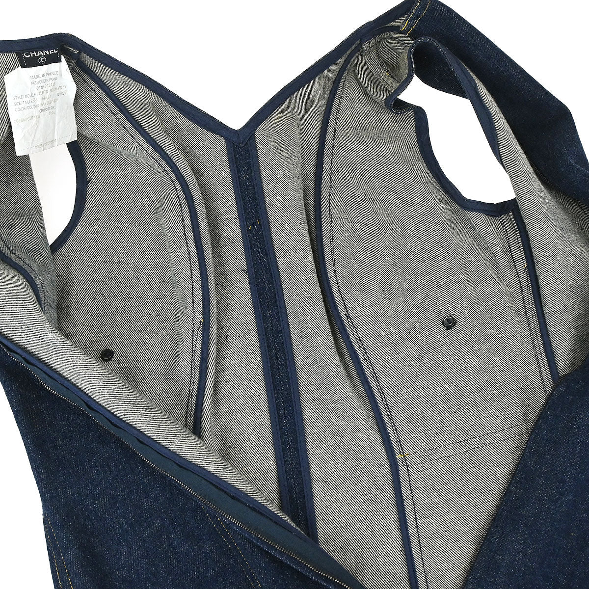 Chanel Denim Sleeveless Dress Navy #36