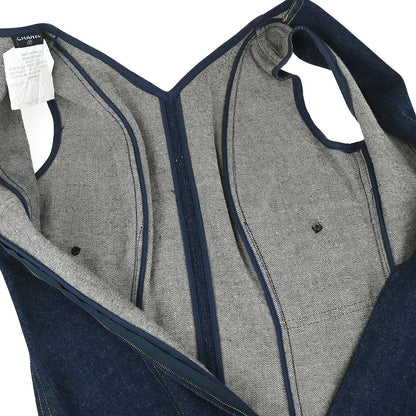 Chanel Denim Sleeveless Dress Navy #36