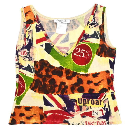 Christian Dior 2003 Victim Graphic Print Tank Top Beige #38