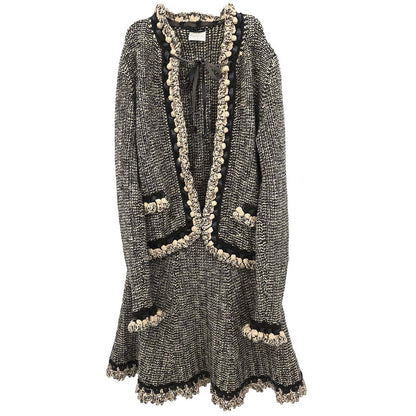 Chanel 2004 Setup Suit Cardigan Skirt Tweed Beige #38
