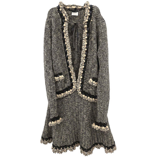 Chanel 2004 Setup Suit Cardigan Skirt Tweed Beige #38
