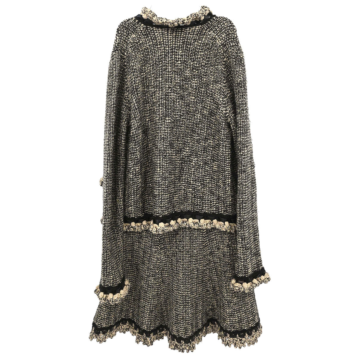 Chanel 2004 Setup Suit Cardigan Skirt Tweed Beige #38