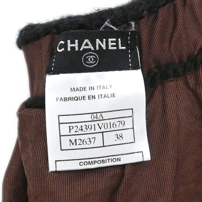 Chanel 2004 Setup Suit Cardigan Skirt Tweed Beige #38