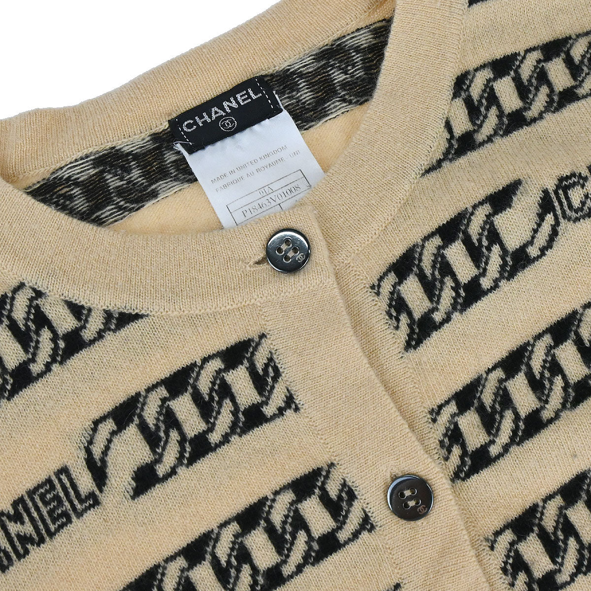 Chanel 2001 Fall Chain Cardigan Beige #40