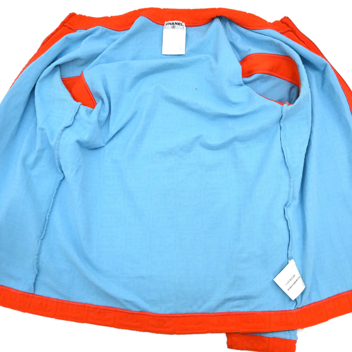 Chanel 2002 Zip-up Collarless Jacket Light Blue #38