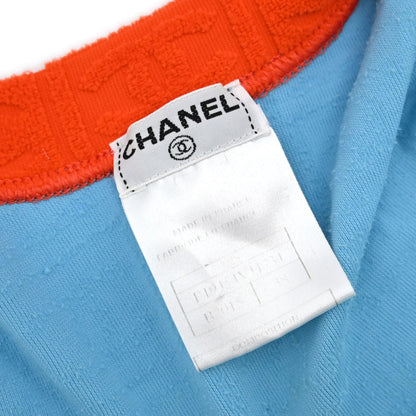 Chanel 2002 Zip-up Collarless Jacket Light Blue #38