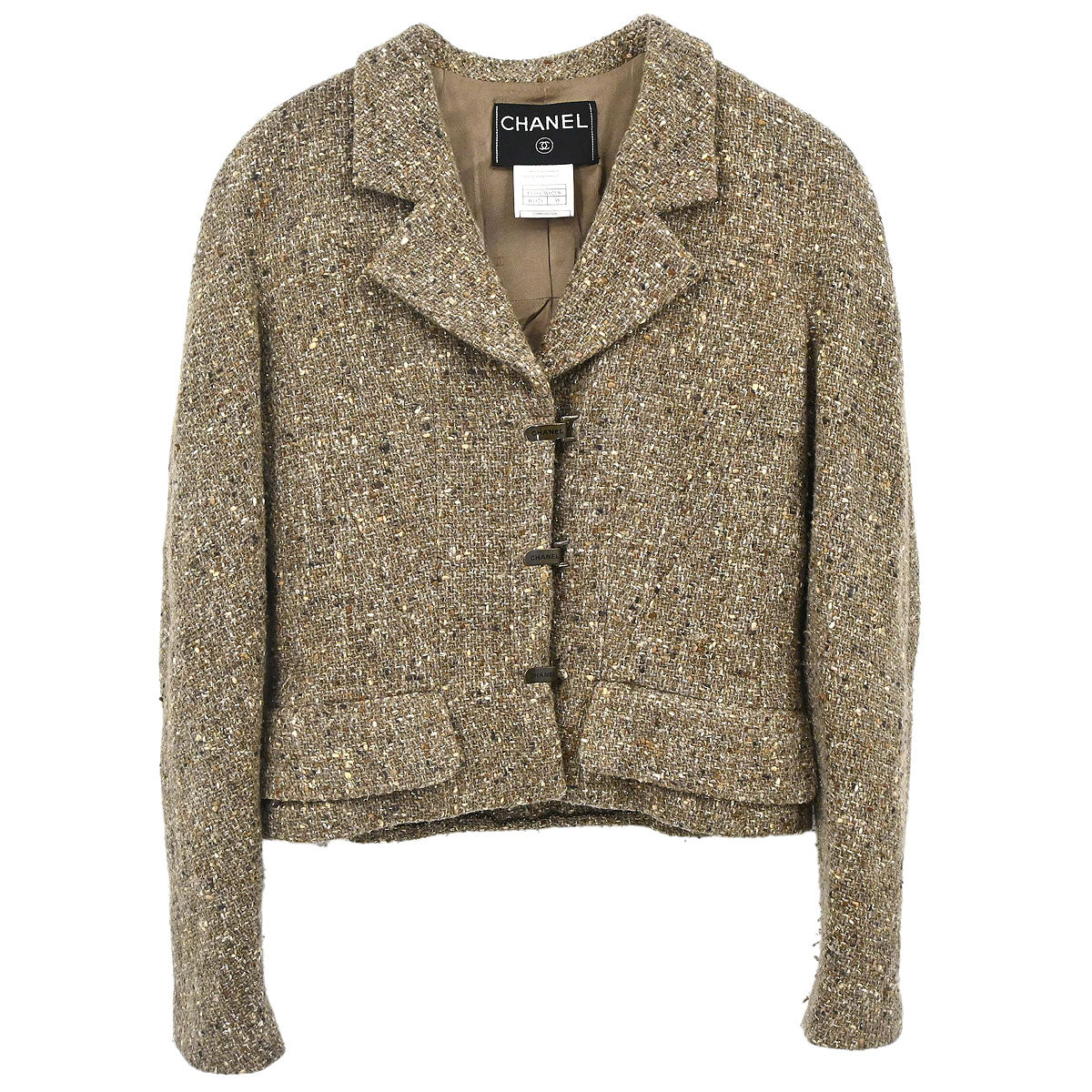 Chanel 1999 Single Breasted Tweed Jacket Brown #38