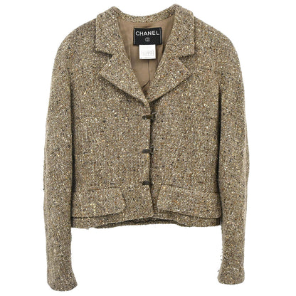 Chanel 1999 Single Breasted Tweed Jacket Brown #38