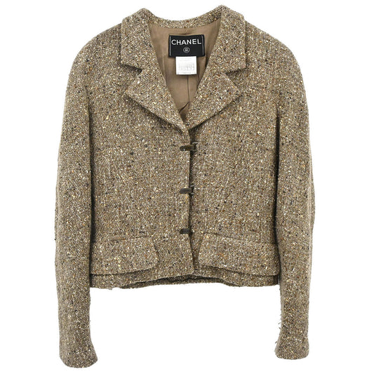 Chanel 1999 Single Breasted Tweed Jacket Brown #38