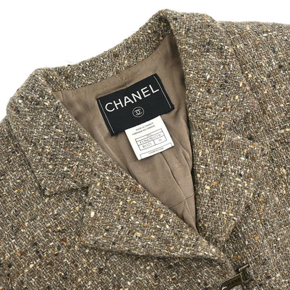 Chanel 1999 Single Breasted Tweed Jacket Brown #38