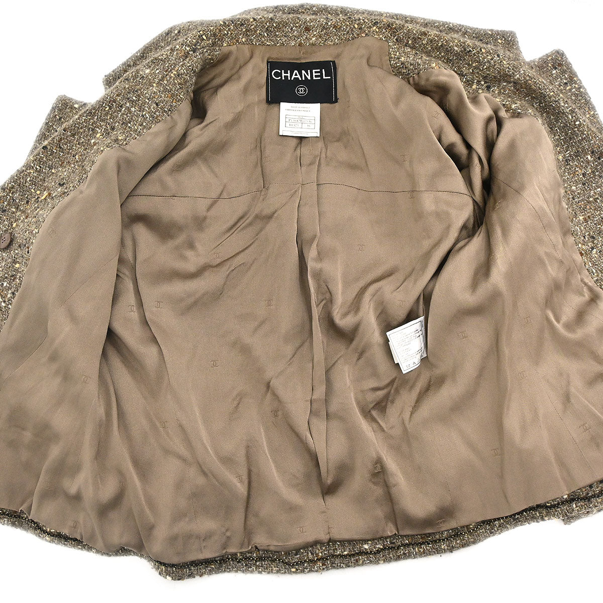 Chanel 1999 Single Breasted Tweed Jacket Brown #38