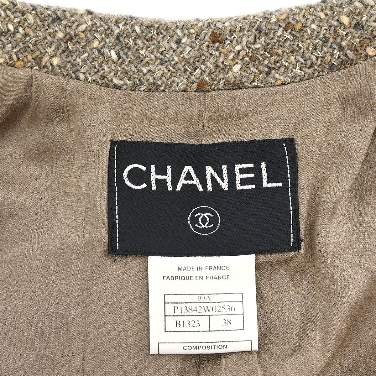 Chanel 1999 Single Breasted Tweed Jacket Brown #38