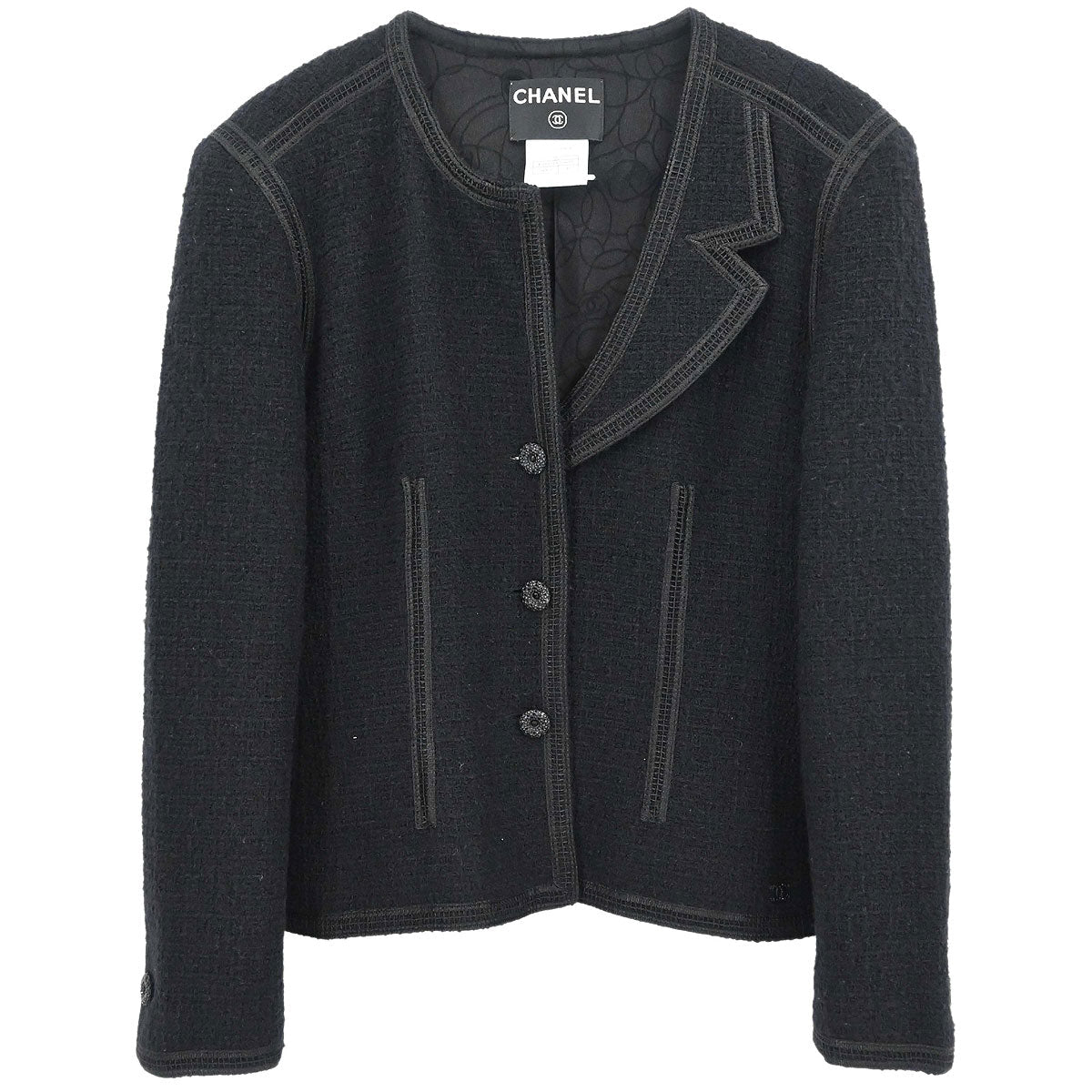 Chanel 2002 Cruise Asymmetric Neckline Tweed Jacket #40