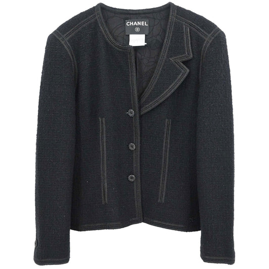 Chanel 2002 Cruise Asymmetric Neckline Tweed Jacket #40