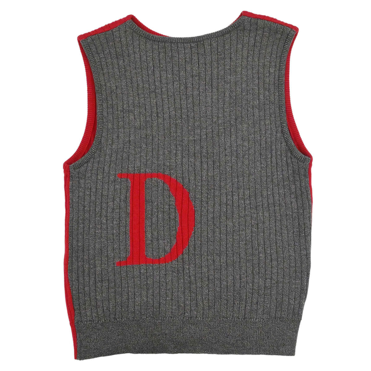Christian Dior Sleeveless Knit Vest Top Red Gray #M