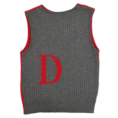 Christian Dior Sleeveless Knit Vest Top Red Gray #M