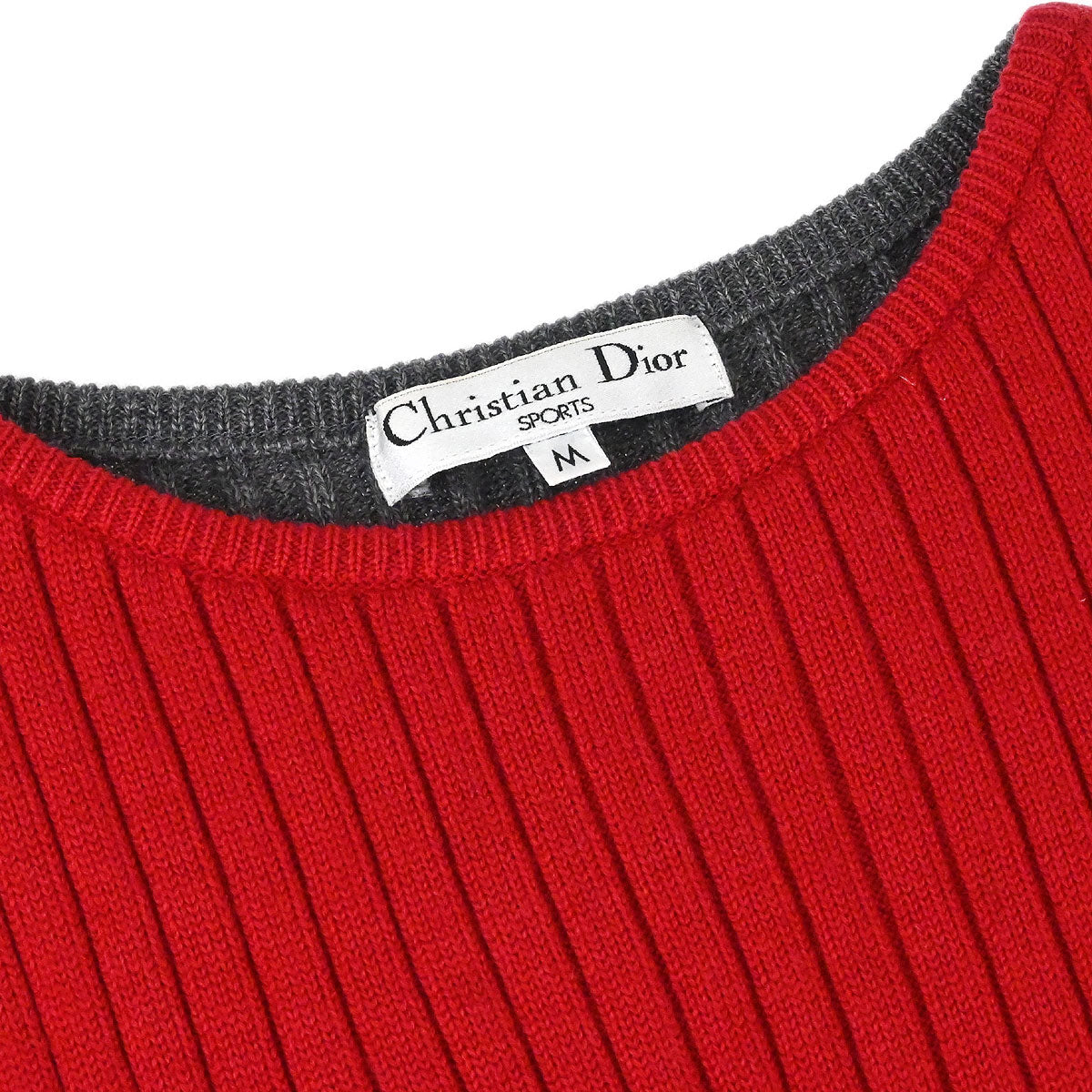 Christian Dior Sleeveless Knit Vest Top Red Gray #M