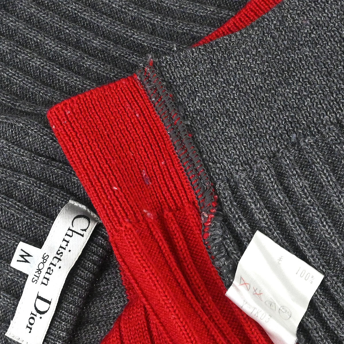 Christian Dior Sleeveless Knit Vest Top Red Gray #M
