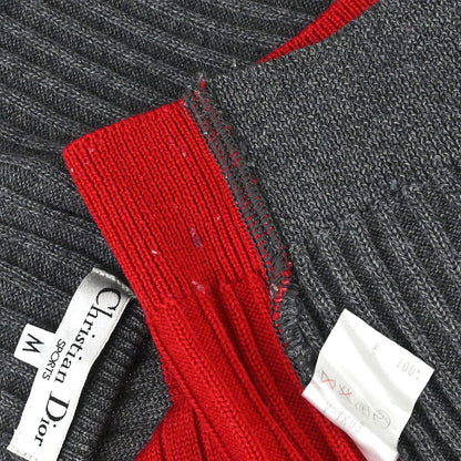 Christian Dior Sleeveless Knit Vest Top Red Gray #M