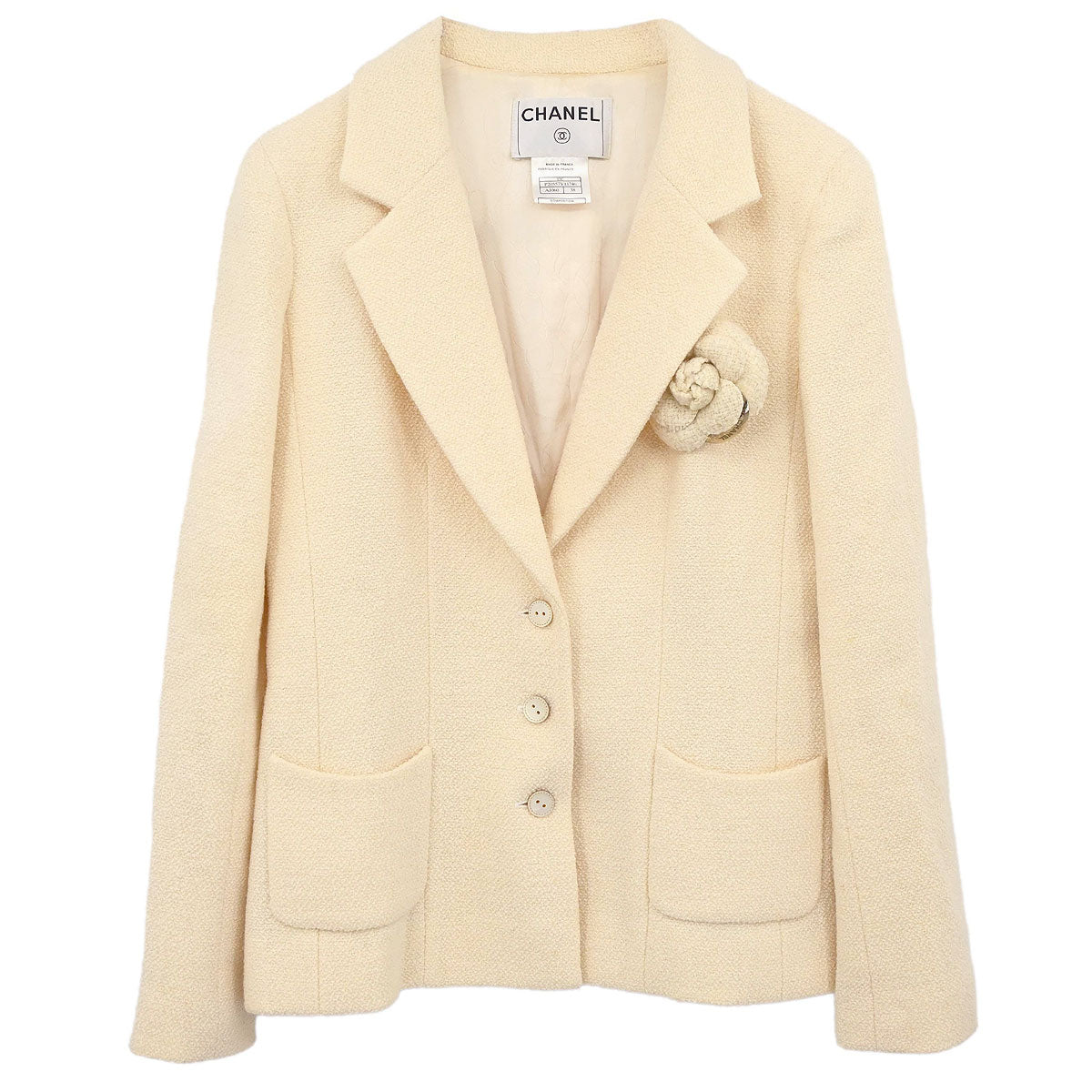Chanel 2003 Single Breasted Jacket Ivory #38