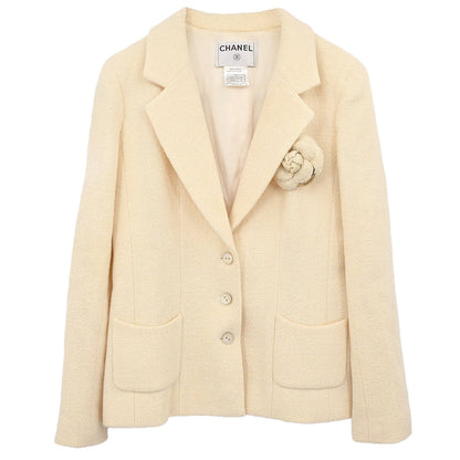Chanel 2003 Single Breasted Jacket Ivory #38