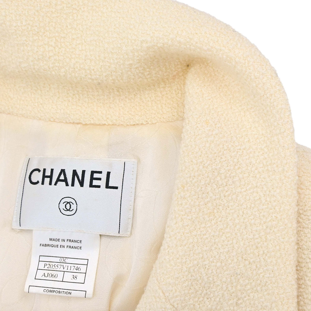 Chanel 2003 Single Breasted Jacket Ivory #38