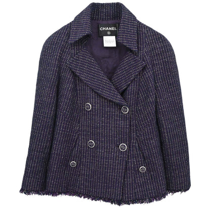 Chanel 2008 Double Breasted Tweed Jacket Purple
